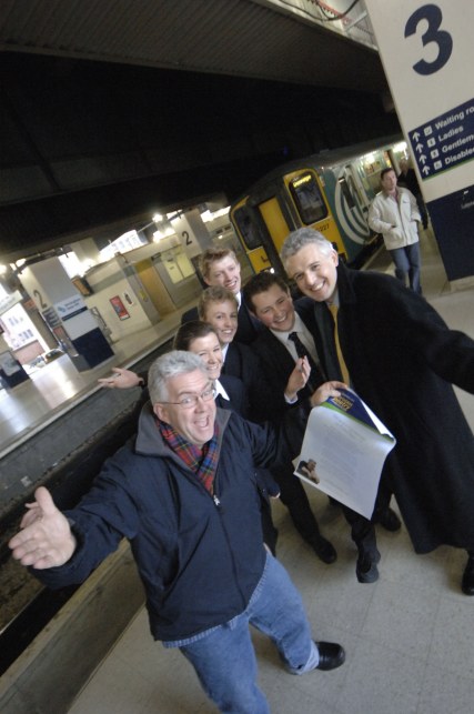 Ian McMillan on platform 3
